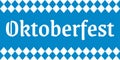 Oktoberfest lettering. German beer festival banner. Bavarian fest logo with checkered white and blue background. Vector